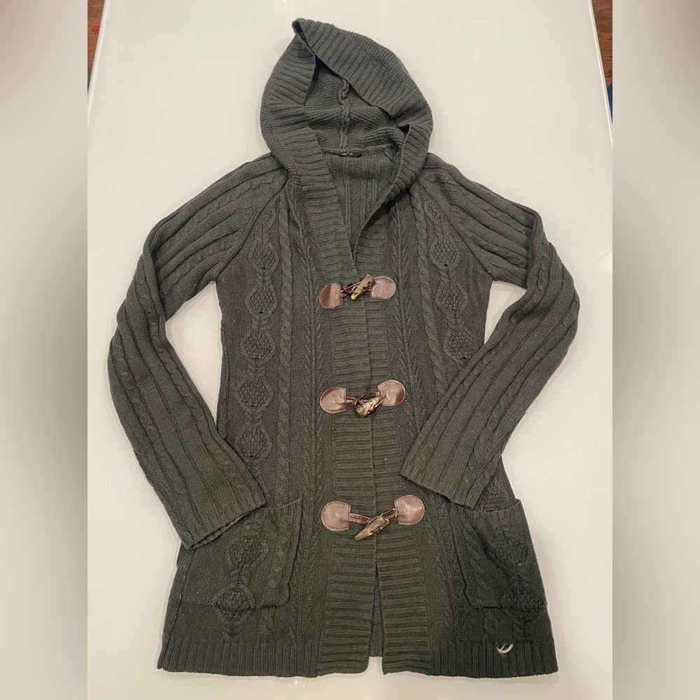 Cozy Hooded Knit Cardigan with Toggle Closures